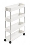 4-Tier Slim Rolling Utility Cart for Bathroom, Kitchen & Laundry, White