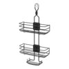 4-Way Adjustable Steel Shower Caddy with 2 Shelves and Soap Dish, Black