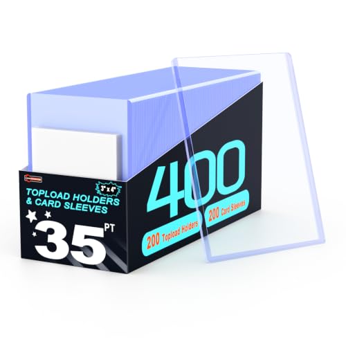 400ct Card Sleeves Top Loads for Cards - Loaders for Cards, 3"x4" Hard Plastic Protectors & Clear Rigid for Trading, Sports, Baseball Cards (200 Hard + 200 Soft Sleeves, 400 Total)