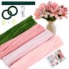 400 Pcs Pipe Cleaner Flower Kit Pink Pipe Cleaners Bulk Craft for DIY