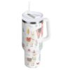 40 oz Cute Lama Alpaca Tumbler with Handle and Straw Lid