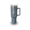 40 oz Tumbler with Handle & Straw, Vacuum Insulated Stainless Steel Travel Mug, Reusable Thermal Cup for Water & Iced Coffee, Pink & Gray Monogram Initials (Gray, J)