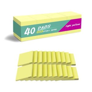(40 Pads) Sticky Notes 3x3 Inches, Yellow Colors Self-Stick Pads