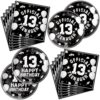 40Pcs 13th Birthday Party Supplies Black And White Dinnerware Set Disposable Plates Napkins Serves 20 Happy 13th Birthday Decoration for Boys Girls Official Teenager Party Decorations