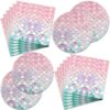 40PCS Mermaid Birthday Party Supplies - Ocean Theme Dessert Plates, Napkins for Girls' Birthday Party