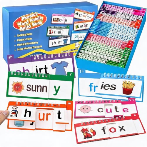 40 Read and Rhyme Flip Books, Sight Words Flash Cards Kindergarten Learning Games, Word Family Building Books for Homeschool, Learn to Read Phonics Flash Cards for Kids Classroom Preschool Reading