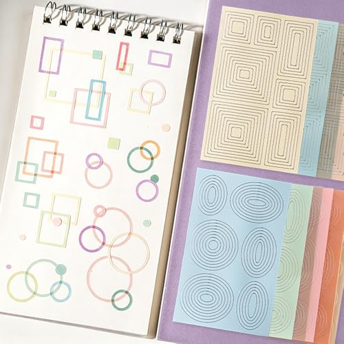 40 Sheets Dopamine Color Nested Frame Scrapbook Stickers Concentric Circle Square Frame Die-Cut Stickers for Journaling Junk Journal Supplies Aesthetic Layered Border Decals for Planners Collage