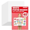 40 Sheets Poster Board, 22in x 28in White Poster Board, 250gsm Thickness Poster Paper, Poster Boards Paper Bulk for Craft, Drawing, DIY Project, Presentations, Display, Sign