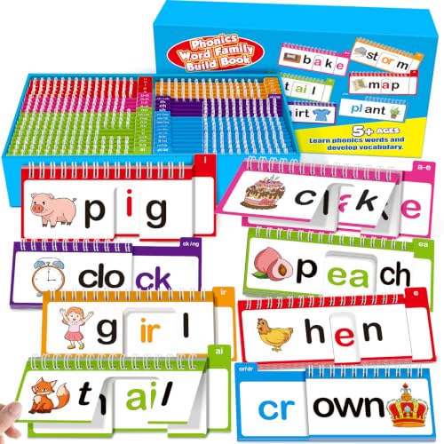 40 Word Family Flip Books,53 Phonics Read and Rhyme Word Family Build Book,Learn to Read Sight Words Phonics Flash Cards,Kindergarten Reading Books,Flip Books Word Games Learning Activities Preschool