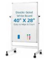 40"X28" Portable Rolling White Board with Magnetic Writing Surfaces