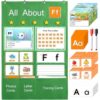 41×28in Large Alphabet Learning Pocket Chart, ABC Flash Cards Alphabet Wall Chart with Letter Tracing, Handwriting Practice for Homeschool Preschool Kindergarten Classroom Must Haves (Green)