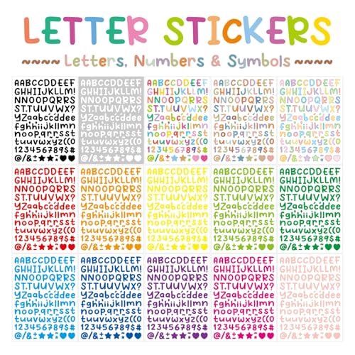 4144 Pcs Alphabet Stickers 37 Sheets Small Letter Stickers,0.5'' Self-Adhesive Vinyl Waterproof Alphabet Number,Labels DIY Crafts Art Making,Windows, Doors, Signs,Notebook (Colorful)