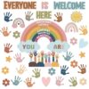 41Pcs Boho Classroom Bulletin Board Decorations Sets,Everyone is Welcome Classroom Positive Motivational Inspirational Wall Decor Boho Rainbow Cutouts for School Classroom Decor
