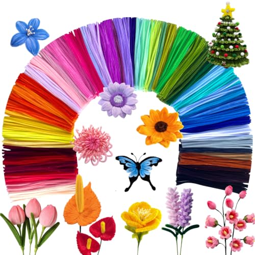 420 PCS 21 Colors Thick Pipe Cleaners Craft,Multi-Colored Chenille Stems for Craft Supplies & Materials,Fuzzy Pipe Cleaners Bulk for DIY Arts Projects,Rainbow Pipe Cleaners(12inch*7mm,420pcs)
