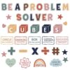 42Pcs Math Bulletin Board Set, Be a Problem Solver Bulletin Board, Boho Math Keywords Cubes Cutouts Poster for Back to School Teacher Students Supplies Preschool Classroom Office Door Wall Decor
