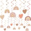 42 Pcs Rainbow Classroom Decor Boho Hanging Swirls, Ceiling Pastel Colorful Birthday Decorations with Cute Rainbow Hanging Swirls for Back to School, Home, Baby Shower Party Supplies(Classic Color)