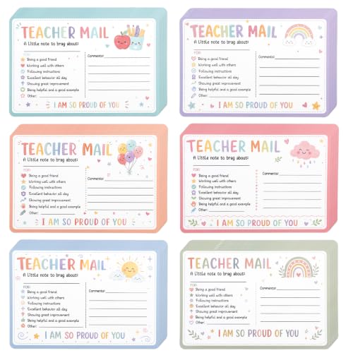 42PCS Teacher Mail Notes to Parents, Happy Mail Postcards from Teacher, Behavior Incentive Cards for Classroom Motivational Brag Cards Teacher Must Haves for Preschool Kindergarten School Supplies