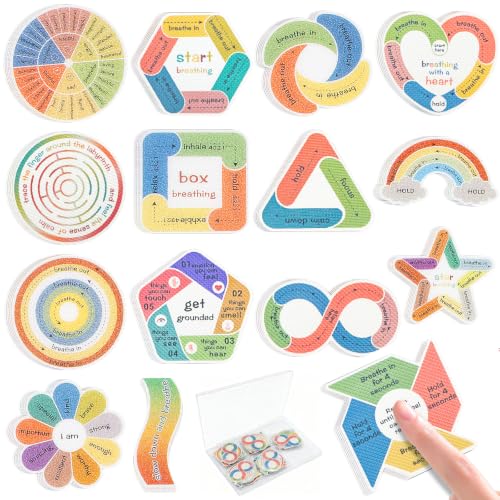 45 Pcs Sensory Stickers, 2 Different Textured Sensory Stickers Anti Stress Anxiety Stickers with Storage Box Relief Items Adhesive Tactile Fidget Tool for Classroom Desk Adults Teens Anxiety Relief