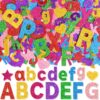 469 Pcs Glitter Foam Stickers, Letter Shapes Stickers, 7 Sheets Colorful 3D Self-Adhesive Foam Stickers, Art Crafts Supplies for DIY Crafts Scrapbooking Holiday Party Classroom Home Decor