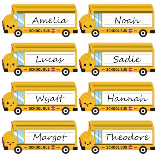48PCS 8.7"×3.1" Back to School Magnetic Name Tags - Large School Bus Dry Erase Magnetic Labels Student Name Tags Magnetic Locker Name Plates Stickers for Classroom Desks School Whiteboards