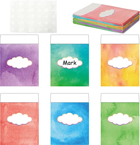 48 Pcs Class Library Jobs Bulletin Board Pocket Chart Set Colorful Class Jobs Envelopes Watercolor Brights Classroom for Back to School