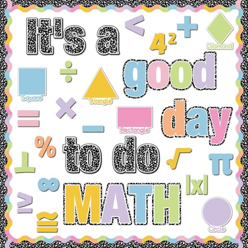 48Pcs Composition Bulletin Board It's a Good Day to Do Math Classroom Decor Back to School Wall Decor for Classroom Math Educational Bulletin Board Decorations Set Cutouts for Office Home Chalkboard