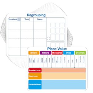 48Pcs Place Value Double Sided Cardboard for Students Dry Erase Sheets Billions to Decimal Numbers Whiteboard Math Regroups Manipulatives Supplies for Teacher Teaching Tool Portable Learning 12" x 9"