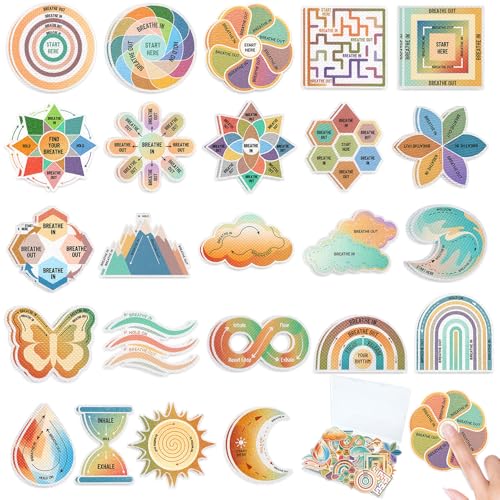 48 Pcs Sensory Stickers with Storage Box - 2 Textures, Calming & Fidget Stickers for Anxiety, Mindfulness Sticker for Students, ADHD, Adults, Teachers, Office Workers, School, Office