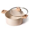 4.8QT Non-Stick Ceramic Stock Pot with Lid, Induction Compatible, Taupe