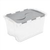 48 Quart Medium Storage Bin with Hinge Lid, Clear Plastic FlipLid Storage Container, Gray