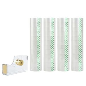 48 Rolls Crystal Clear Tape, 3/4"x 1000" with Tape Dispenser
