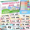 48 Word Family Build Book Spell Read and Rhyme Flip Activity Books Vocabulary Flashcards Kindergarten Sight Phonics Flashcard Learn to Read Activity Games for Kids Homeschool Supplies（Word Family)