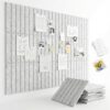 48 x 36 Felt Bulletin Board Tiles - 12 Pack 150g High-Density Sound Absorbing Panels, Slat Wall Cork Board Alternative for Office & Home, Includes 30 Pushpins & 60 Adhesive Tabs, Light Gray