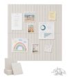 48" x 36" Large Felt Bulletin Board, Bold-Stripe 12-Pack Cork Boards, Fabric Bulletin Board with 60 Adhesive Tabs, 50 Pushpins, Felt Wall Tiles for Office Push Pin Board Felt Board, Oatmeal