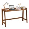49" Walnut Fold Solid Wood Computer Desk Cable Groove Small Space Table