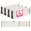 4 Adjustable Drawer Dividers, Organize Silverware and Utensils in Home Kitchen, Divider for Clothes in Bedroom Dresser, Designed to Not Snag Underwear and Bra Fabrics, Bathroom Storage Organizers