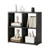 4 Cube Organizer, Carbon Steel Cube Storage Shelf, Black Storage Cubbies