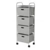 4 Drawer Rolling Storage Cart on Wheels, Portable Metal Organizer with Fabric Bins for Home, Office