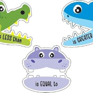4E's Novelty 3 Magnetic Math Signs Greater Than Less Than, Equal, Mathematic Symbols Cutouts, Animal Math Magnets for Classroom, Magnetic Math Animal Signs Fun, Mathematical Sign for Kids 4-6