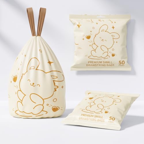 4 Gallon Small Trash Bags, Cute Rabbit Drawstring Garbage Bags, No-Tear Pull Out Dispenser for Bathroom, Car and Dorm Room Decor, Thick Wastebasket Liners (4 Gallon Christmas Capybara 60 Count)