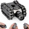 4 in 1 Metal Tank Fidget Slider Chain Spinner Hand Roller Finger Clicker Toy, Tactile Feedback Mechanical Clicking Sound Fidget Desk Toy, EDC Stress Relief Focus Gadget for Adults Kids, Black