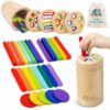 4 in 1 Montessori Toys for 2 3 4 Year Old, Wooden Color Sorting Toys for Toddlers 1-3, Preschool Learning Activities Fine Motor Skills Matching Games, Sensory Color Sorting Toy, Gift for Boy Girl