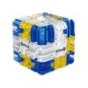 4MAZE 3D Rolling Ball Maze Puzzle Cube, Clear Transparent with Blue and Yellow Accents, Brain Teaser Challenge Game
