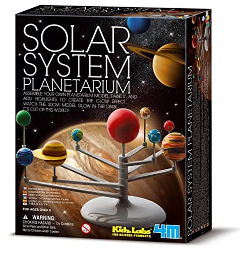 4M: Solar System Planetarium - Assemble Your Own 11.8" Model, Snap-Together, Glow-in-The-Dark Paint, DIY STEM Craft & Science Project Kit, Kids 8+