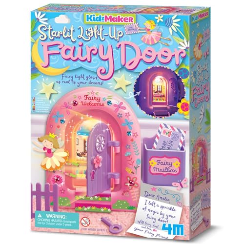 4M Starlit Fairy Door, DIY Fairy Door Craft Kit for Kids with Glow in the Dark Stars, Plus Accessories and Stickers, Bedroom Decoration, Mini Doors for Fairies, Gifts for 5+ Years