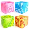 4 Pack (2.2 Inch) Slow Rise Fidget Toys,Squishies Ice Cube Shape, Sensory Toy for Kids, Stress Relief Squeeze Balls, Easter Basket Stuffers for Boys Girl(Blue+Pink+Green+Orange)