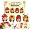 4 Pack 3D Beaded Gnome DIY Kit with All Material & Tool Miniature Gnome Figurines Multifunctional Funny Handmade Gnomes DIYs Decor for Adults Beginners & DIY Crafts Lovers (C)