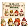 4 Pack 3D Beaded Gnome DIY Kit with Materials & Tools for Adults &