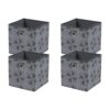 4 Pack Black & Gray Geometric Collapsible Fabric Cube Storage Bins, 10.5 x 10.5 Inch Foldable Cubby Organizer Baskets with Reinforced Handles for Closet, Shelves, Nursery & Toy Storage