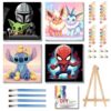4 Pack Cartoon Paint by Numbers for Kids with Framed Canvas-Paint by Number for Kids Ages 4-8-12, DIY Easy Acrylic Oil Painting Kits for Home Wall Decor 8X8incht(with Wooden Easel and gift box)